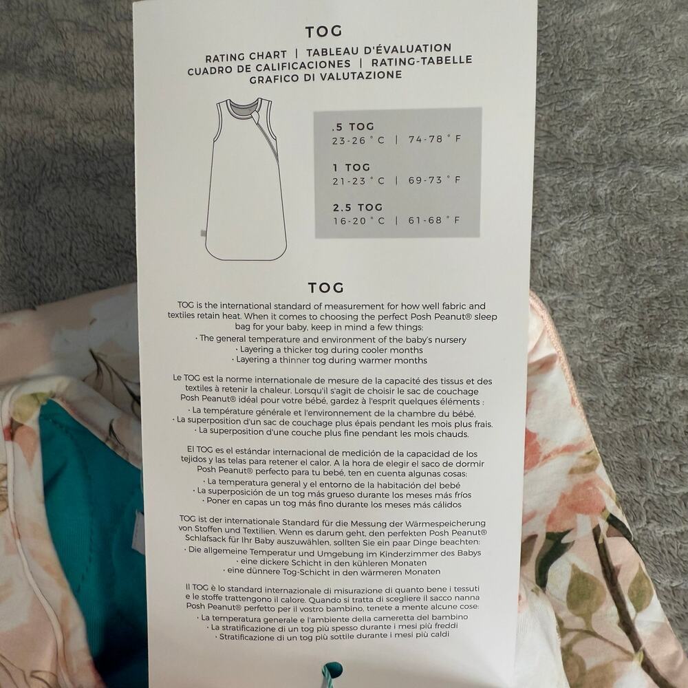 Posh Peanut Sleep Sack, Vintage Pink Rose, 6-18M 1.0 TOG - Picture 5 of 8